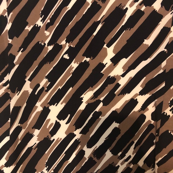 Ann Taylor 100% Silk Black Brown Pattern Sleveless Dress - Picture 6 of 9